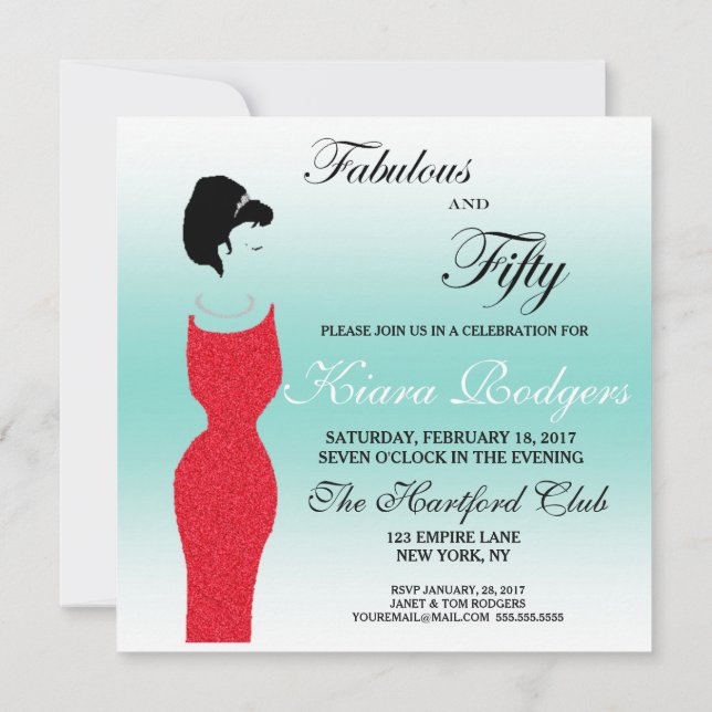 Tiara Party Fabulous And 50 50th Birthday Party Invitation (Back)