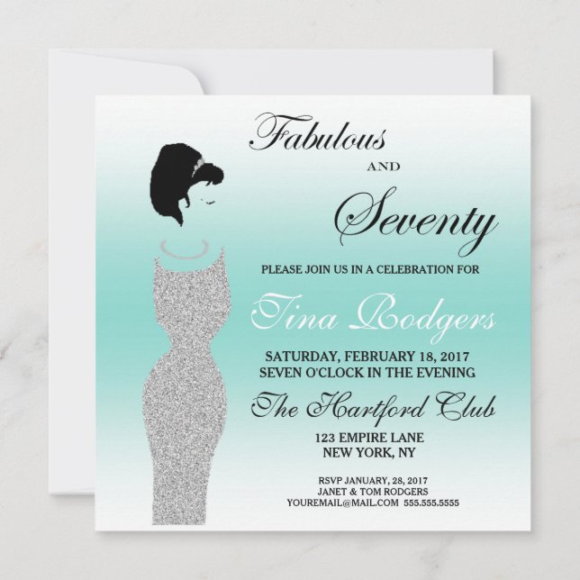 Tiara Party Fabulous And 70 70th Birthday Party Invitation (Back)