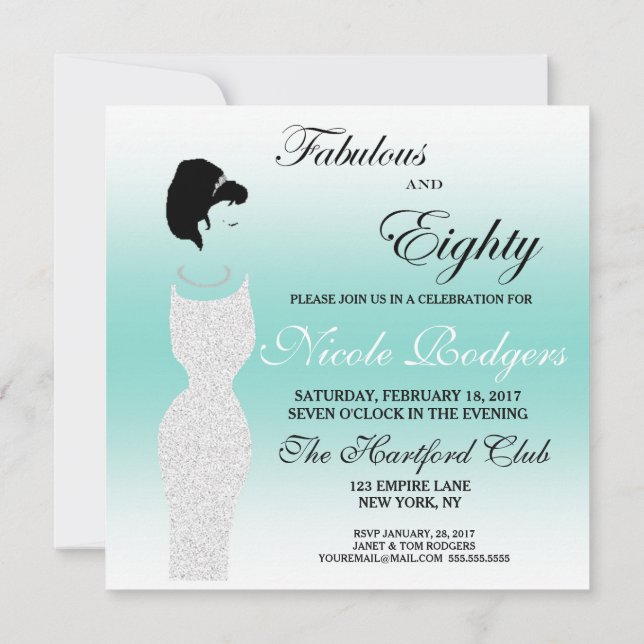 Tiara Party Fabulous And 80 80th Birthday Party Invitation (Back)