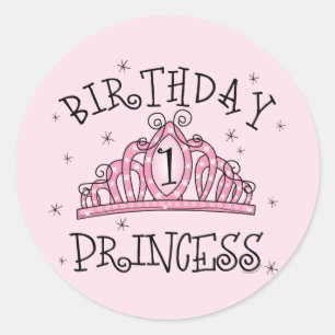 Tiara Princess 1st Birthday Classic Round Sticker