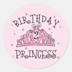 Tiara Princess 2nd Birthday Classic Round Sticker