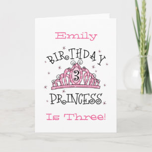 Tiara Princess 3rd Birthday Card - Customised