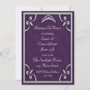 Tiara Purple Silver Invitation