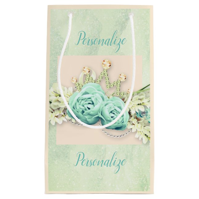 Tiara roses and lace sparkle gift bag (Front)