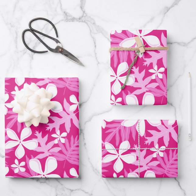 TIARE (HOT PINK) WRAPPING PAPER SHEET (Front)