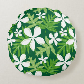 TIARE PATTERN IN GREEN ROUND CUSHION