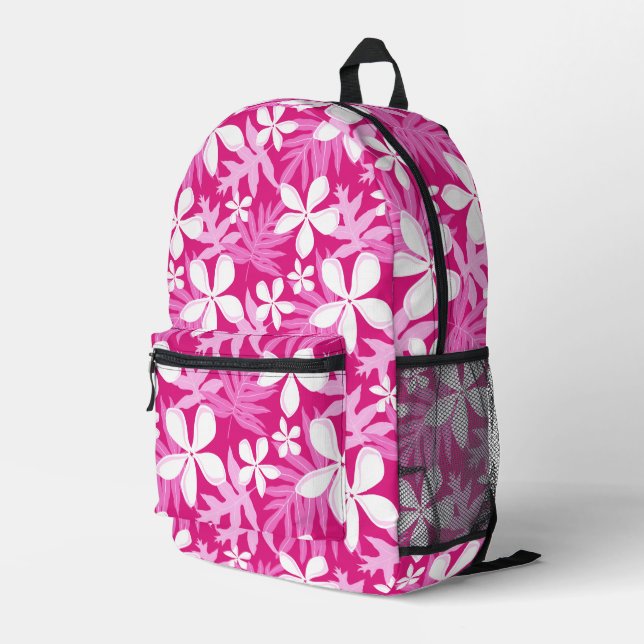 TIARE PATTERN IN HOT PINK PRINTED BACKPACK (Back Corner Right)