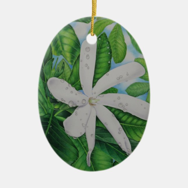 Tiare Tahiti Ceramic Tree Decoration (Front)