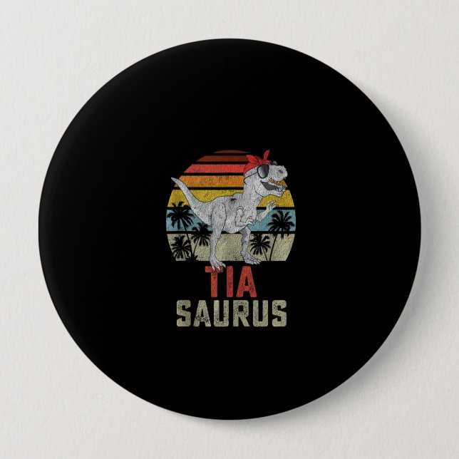 Tiasaurus T Rex Dinosaur Family Matching 10 Cm Round Badge (Front)