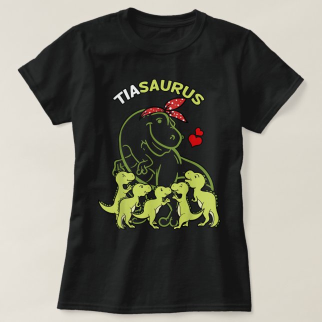 Tiasaurus Tia 5 Kids Dinosaur Aunt Auntie Tita  T-Shirt (Design Front)