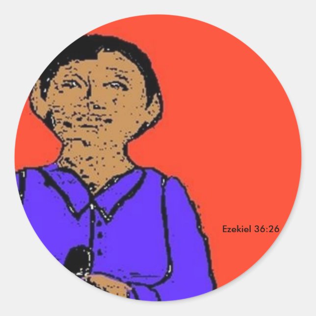 Tibbs Omalay ORANGE  Ezekiel 36:26 Classic Round Sticker (Front)