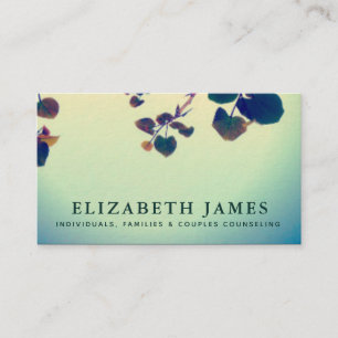 Tiber Blue Green Heart Leaf Mental Health Business Card
