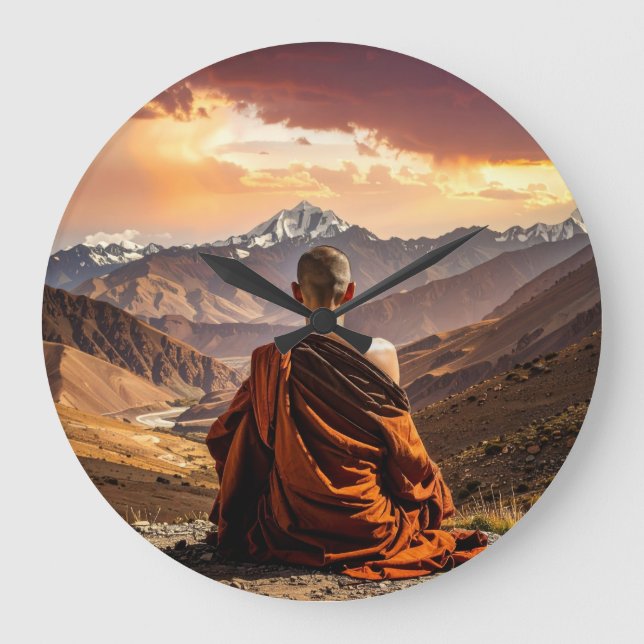 TIbet - Buddhism - Meditation Large Clock (Front)