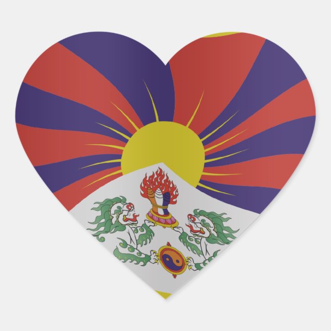 Tibet flag heart sticker (Front)