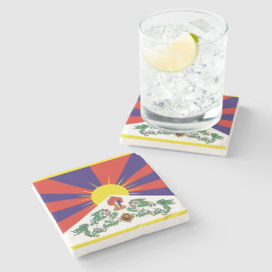 Tibet flag - Snow Lion Flag Stone Coaster