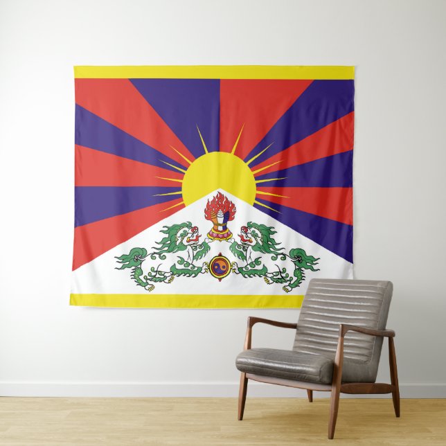 Tibet flag - Snow Lion Flag Tapestry (In Situ (Horizontal))