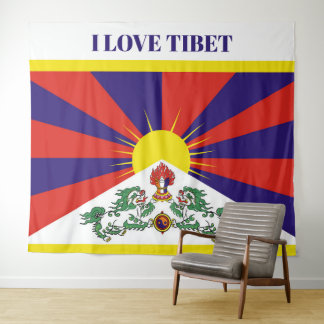 Tibet flag - Snow Lion Flag Tapestry