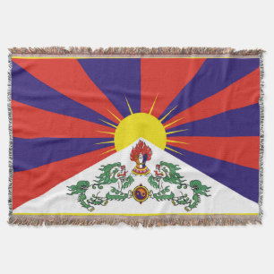 Tibet flag - Snow Lion Flag Throw Blanket