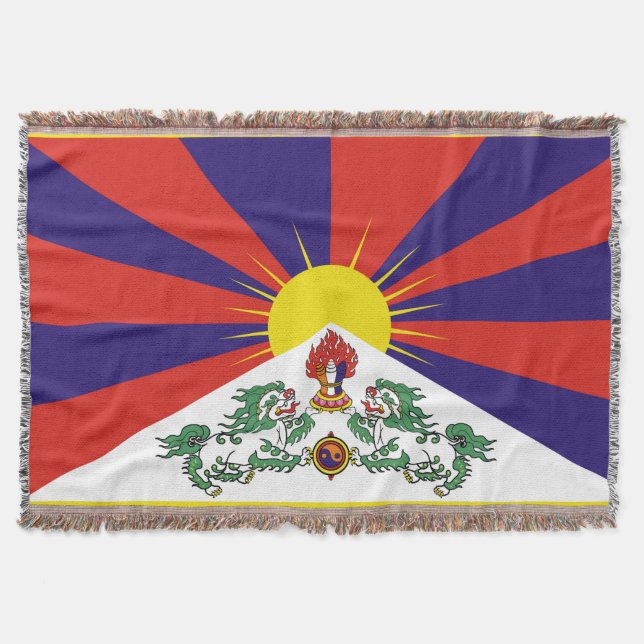 Tibet flag - Snow Lion Flag Throw Blanket (Front)
