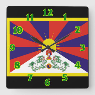 Tibet flag square wall clock