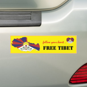 Tibet & Free Tibet, Heart compassion /Tibetan Flag Bumper Sticker