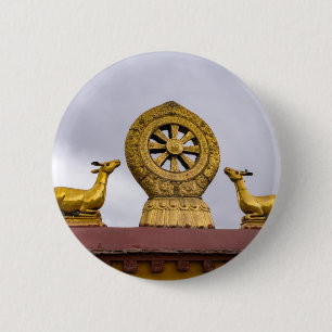 Tibet, Lhasa - Dharma wheel in Jokhang temple 6 Cm Round Badge