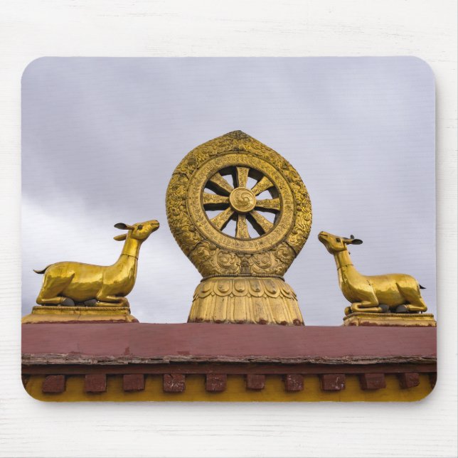 Tibet, Lhasa - Dharma wheel in Jokhang temple Mouse Mat (Front)