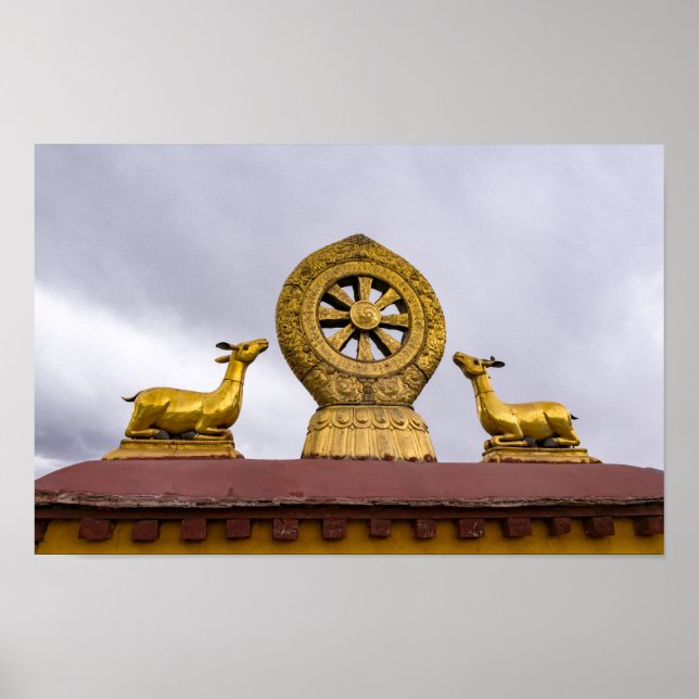 Tibet, Lhasa - Dharma wheel in Jokhang temple Poster (Front)