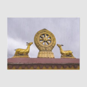 Tibet, Lhasa - Dharma wheel in Jokhang temple Tissue Paper