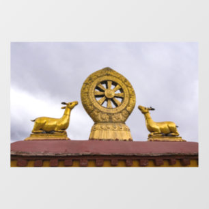Tibet, Lhasa - Dharma wheel in Jokhang temple Window Cling