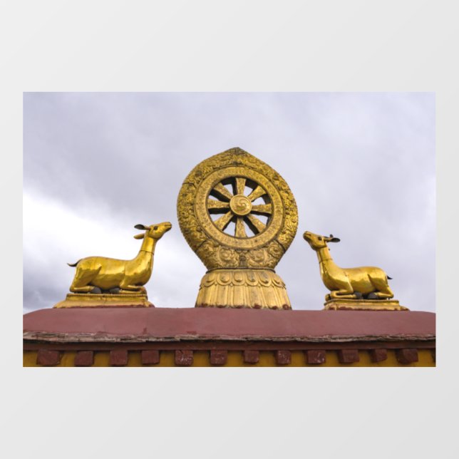 Tibet, Lhasa - Dharma wheel in Jokhang temple Window Cling (Sheet)