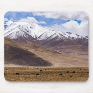 Tibet - Mountain landscape with yaks Mouse Mat