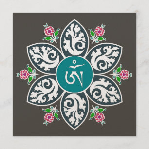 Tibet Om Symbol in Flame Mandala Invitation
