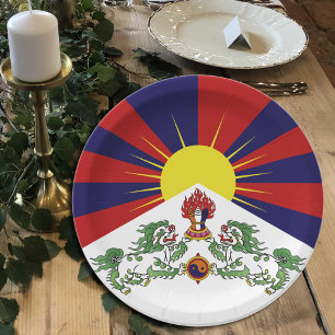 Tibet plate, party, Buddhism, Tibetan Flag Paper Plate