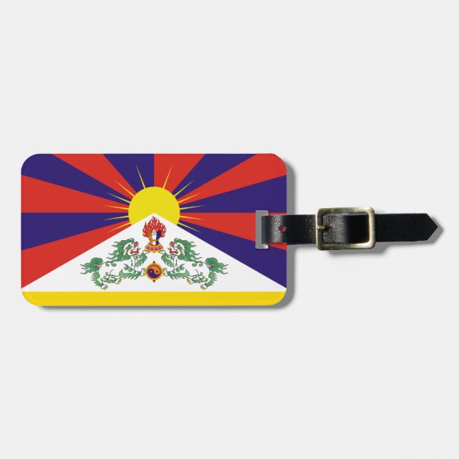 Tibet & Snow Lions, Flag - Himalayas Luggage Tag (Front Horizontal)