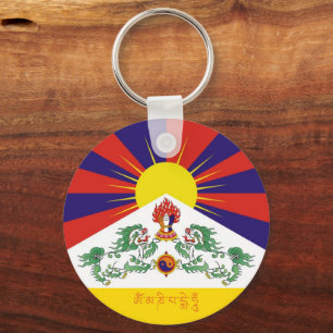Tibet & Snow Lions flag, mantra- The Himalayas Key Ring