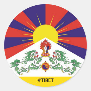 Tibet, Snow Lions, Tibetan flag - The Himalayas Classic Round Sticker