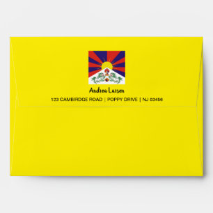 Tibet, Snow Lions, Tibetan flag - The Himalayas Envelope
