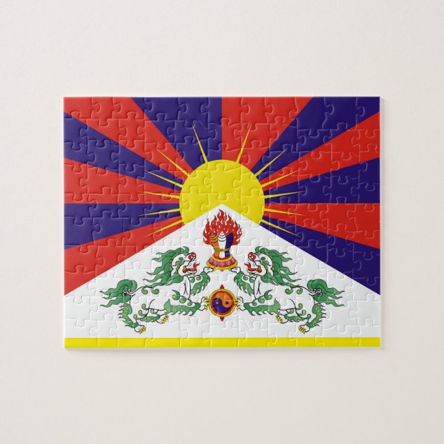 Tibet & Snow Lions, Tibetan flag - The Himalayas Jigsaw Puzzle (Horizontal)