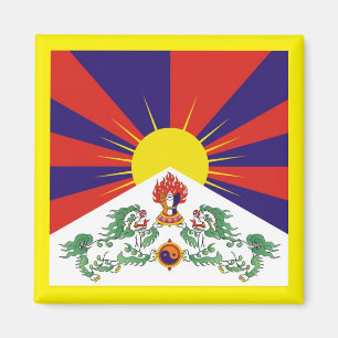Tibet, Snow Lions, Tibetan flag - The Himalayas Magnet