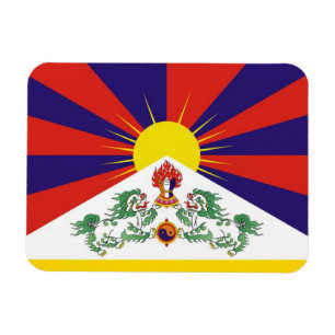 Tibet, Snow Lions, Tibetan flag - The Himalayas Magnet