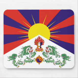 Tibet, Snow Lions, Tibetan flag - The Himalayas Mouse Mat