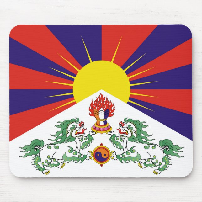 Tibet, Snow Lions, Tibetan flag - The Himalayas Mouse Mat (Front)