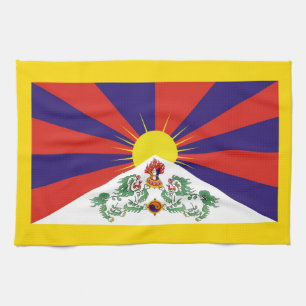 Tibet, Snow Lions, Tibetan flag - The Himalayas Tea Towel