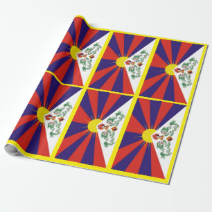 Tibet, Snow Lions, Tibetan flag - The Himalayas Wrapping Paper