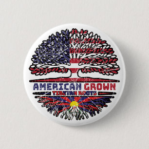Tibet Tibetan American USA Tree Roots Flag 6 Cm Round Badge