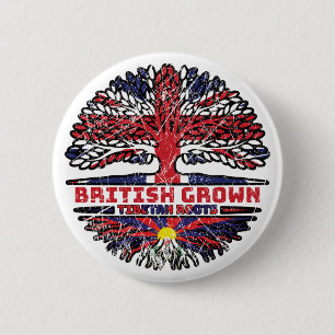 Tibet Tibetan British UK Tree Roots Flag 6 Cm Round Badge