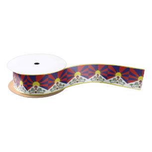 Tibet & Tibetan Flag Ribbon / Snow Lions Satin Ribbon