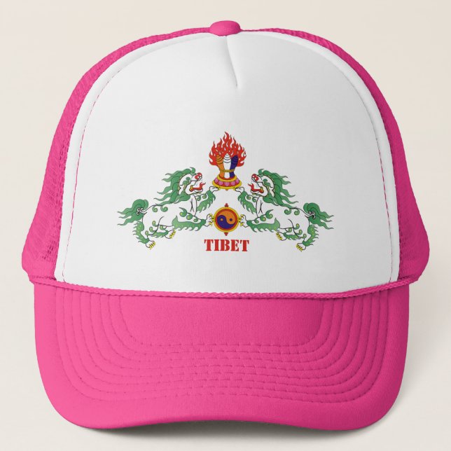 Tibet & Tibetan Flag Snow Lions / Buddhism Trucker Hat (Front)