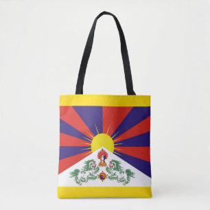 Tibet, Tibetan flag & Snow Lions - Himalayas Tote Bag